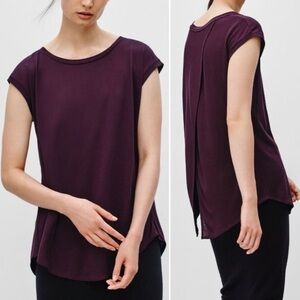Artiza Wilfred Women’s Anvers Split Back Tee Size XXS Burgundy Shirt Sleeve Top